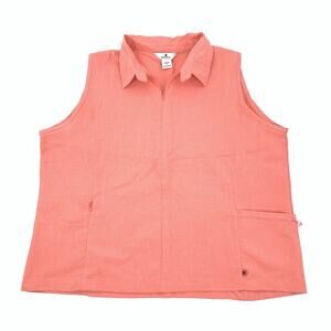 Woolrich Collared Sleeveless Top Extra Large Womens Light Tangerine Orange XL